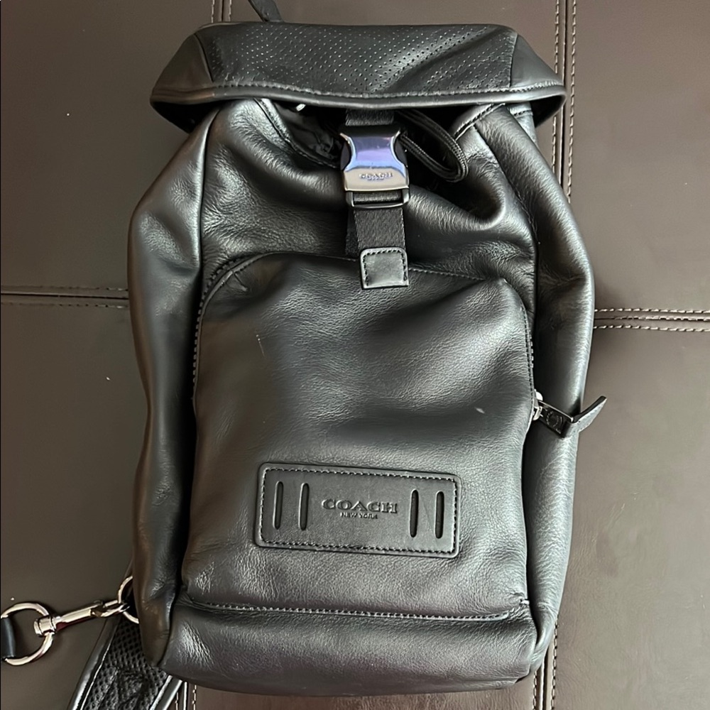 Coach Black Minimalist Backpack with Water-Resistant Finish